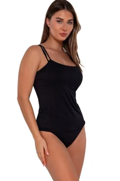 Plus Size|Underwire<Sunsets Black Seagrass Texture Taylor Tankini Top