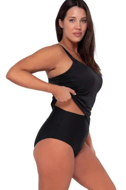 Plus Size|Underwire<Sunsets Black Seagrass Texture Taylor Tankini Top