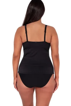 Plus Size|Underwire<Sunsets Black Seagrass Texture Taylor Tankini Top