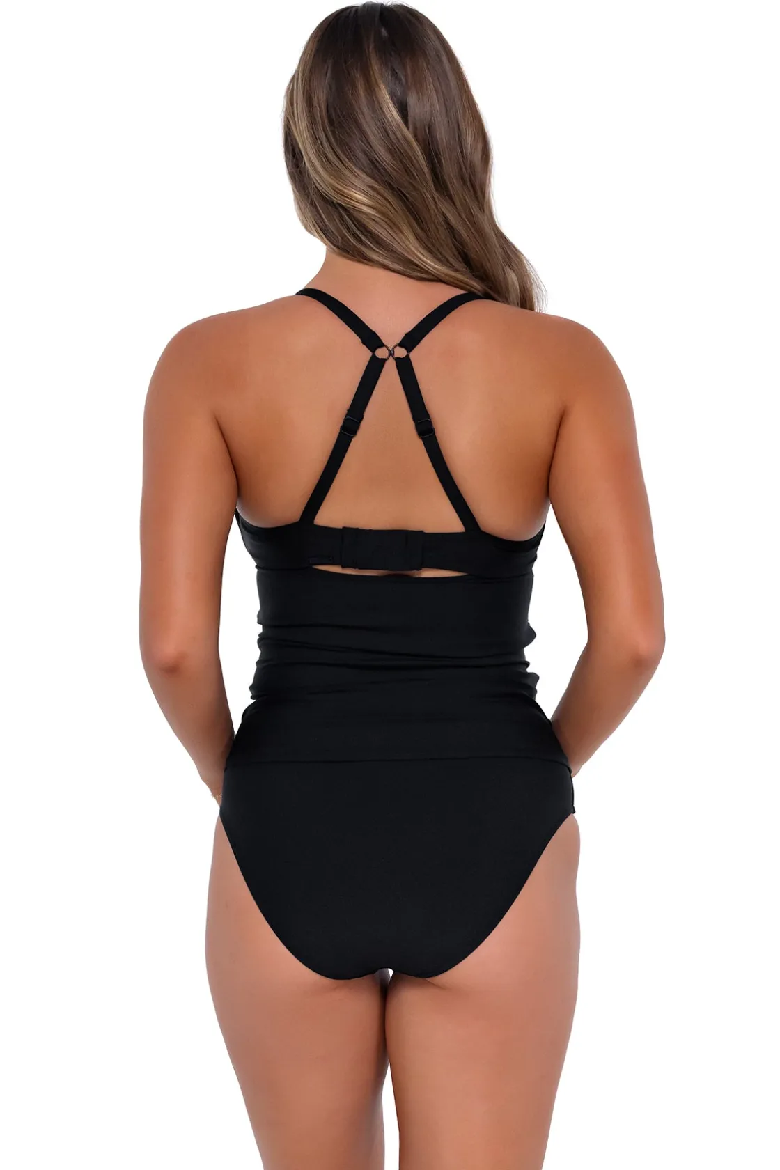 Plus Size|Bra-Sized<Sunsets Black Serena Tankini Top