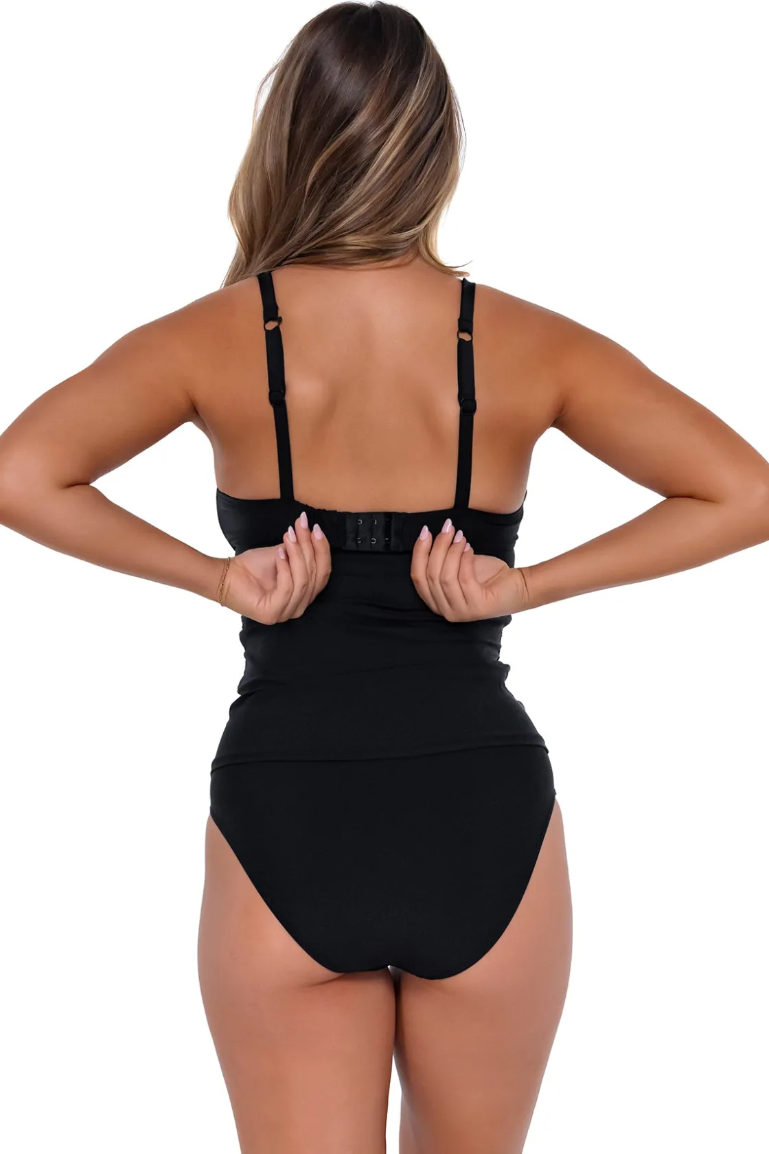 Plus Size|Bra-Sized<Sunsets Black Serena Tankini Top