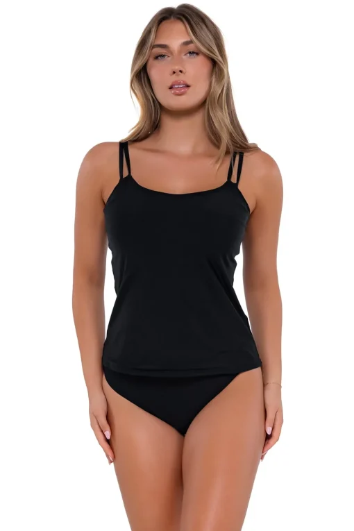 Plus Size|Underwire<Sunsets Black Taylor Tankini Top