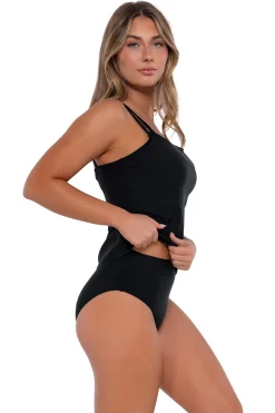 Plus Size|Underwire<Sunsets Black Taylor Tankini Top
