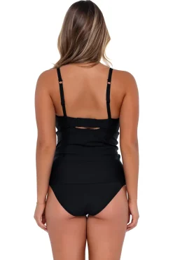 Plus Size|Underwire<Sunsets Black Zuri V-Wire Tankini Top