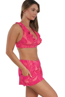 Plus Size<Sunsets Blushing Palms Sandbar Rib Sporty Swim Skirt