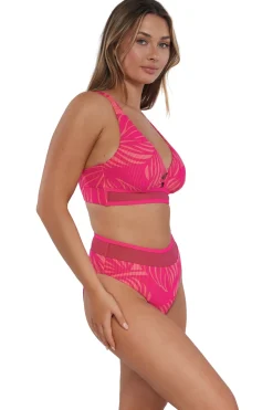 Plus Size|High-Waist<Sunsets Blushing Palms Sandbar Rib Annie High Waist Bottom