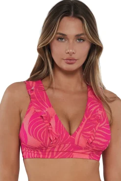 Plus Size|Wire-Free<Sunsets Blushing Palms Sandbar Rib Willa Wireless Top