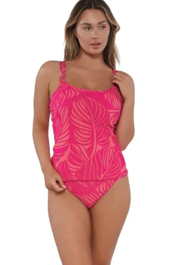 Plus Size|Underwire<Sunsets Blushing Palms Sandbar Rib Taylor Tankini Top