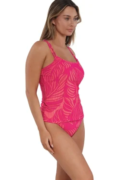 Plus Size|Underwire<Sunsets Blushing Palms Sandbar Rib Taylor Tankini Top