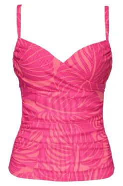 Plus Size|Underwire<Sunsets Blushing Palms Sandbar Rib Serena Tankini Top
