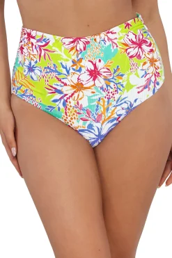 Plus Size|High-Waist<Sunsets Botanical Bliss Sandbar Rib Capri High Waist Bottom