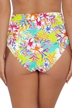 Plus Size|High-Waist<Sunsets Botanical Bliss Sandbar Rib Capri High Waist Bottom