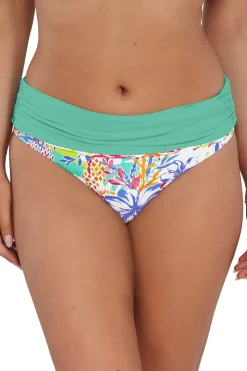 Plus Size|High-Waist<Sunsets Botanical Bliss Sandbar Rib Capri High Waist Bottom
