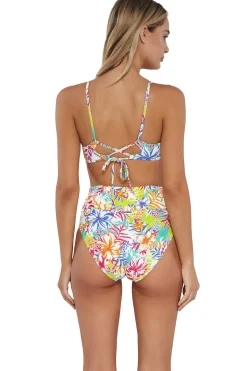 Plus Size|High-Waist<Sunsets Botanical Bliss Sandbar Rib Hannah High Waist Bottom
