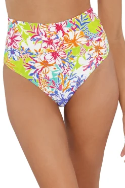 Plus Size|High-Waist<Sunsets Botanical Bliss Sandbar Rib Hannah High Waist Bottom