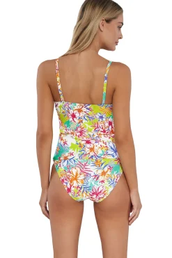 Wire-Free|Tankinis<Sunsets Botanical Bliss Sandbar Rib Simone Tankini Top