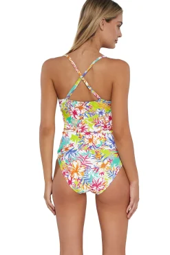 Wire-Free|Tankinis<Sunsets Botanical Bliss Sandbar Rib Simone Tankini Top