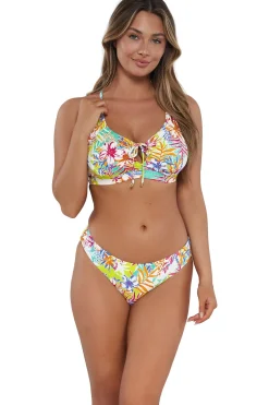 Plus Size|Underwire<Sunsets Botanical Bliss Sandbar Rib Kauai Keyhole Top