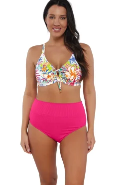 Plus Size|Underwire<Sunsets Botanical Bliss Sandbar Rib Kauai Keyhole Top