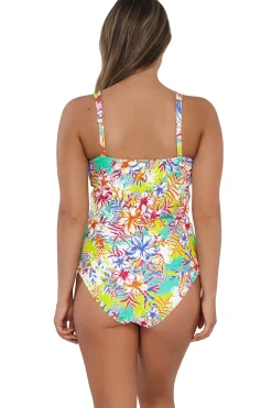 Plus Size|Underwire<Sunsets Botanical Bliss Sandbar Rib Taylor Tankini Top