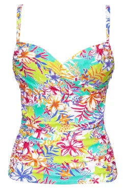 Plus Size|Underwire<Sunsets Botanical Bliss Sandbar Rib Serena Tankini Top