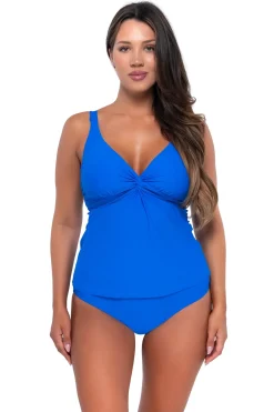 Plus Size|Underwire<Sunsets Electric Blue Forever Tankini Top