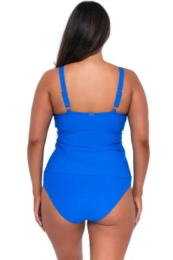 Plus Size|Underwire<Sunsets Electric Blue Forever Tankini Top