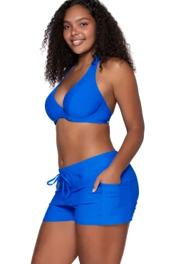 Plus Size|Bra-Sized<Sunsets Electric Blue Muse Halter Top