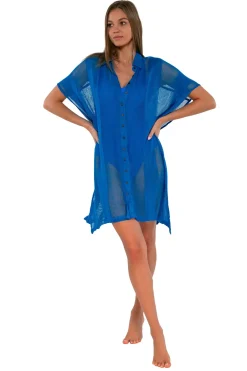 Cover-Ups<Sunsets Electric Blue Shore Thing Tunic