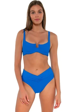 High-Waist<Sunsets Electric Blue Summer Lovin V-Front Bottom
