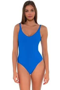 Classic<Sunsets Electric Blue Veronica One Piece
