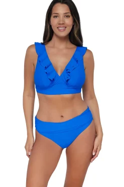 Plus Size|Wire-Free<Sunsets Electric Blue Willa Wireless Top