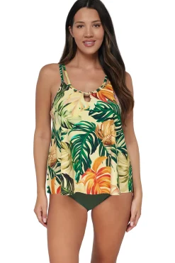 Plus Size|Wire-Free<Sunsets Escape Amber Oasis Sadie Tankini Top