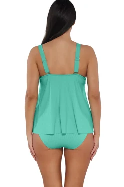 Wire-Free|Tankinis<Sunsets Escape Aqua Mist Sandbar Rib Sadie Tankini Top