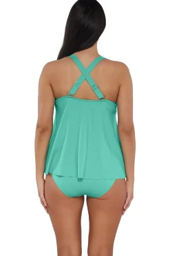 Wire-Free|Tankinis<Sunsets Escape Aqua Mist Sandbar Rib Sadie Tankini Top