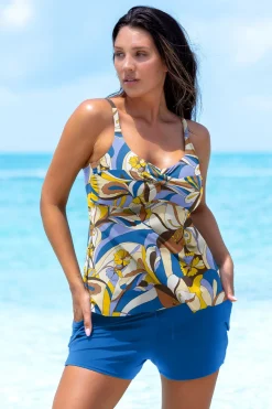 Plus Size|Wire-Free<Sunsets Escape Bali Bungalow Tori Tankini Top