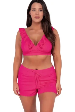 Plus Size<Sunsets Escape Begonia Sandbar Rib Laguna Swim Short