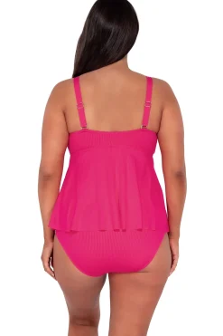 Plus Size|Underwire<Sunsets Escape Begonia Sandbar Rib Marin Tankini Top