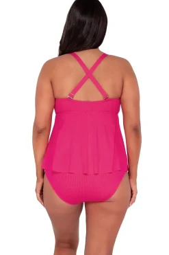 Plus Size|Underwire<Sunsets Escape Begonia Sandbar Rib Marin Tankini Top