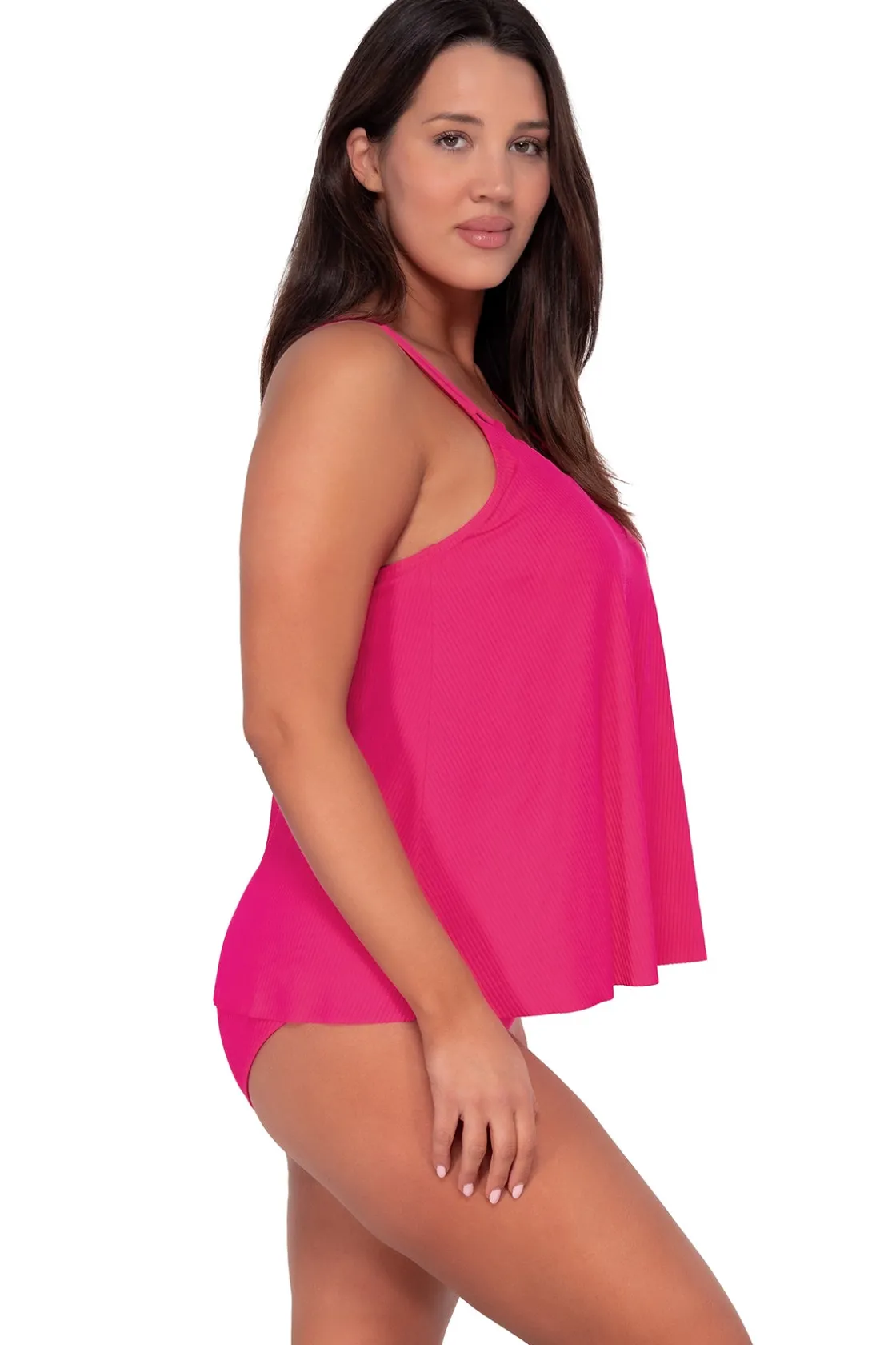 Plus Size|Wire-Free<Sunsets Escape Begonia Sandbar Rib Sadie Tankini Top