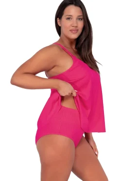 Plus Size|Wire-Free<Sunsets Escape Begonia Sandbar Rib Sadie Tankini Top