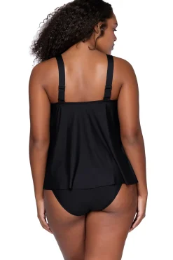 Plus Size|Tankinis<Sunsets Escape Black Sadie Tankini Top