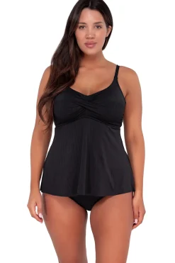 Wire-Free|Tankinis<Sunsets Escape Black Seagrass Texture Tori Tankini Top