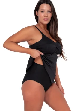 Wire-Free|Tankinis<Sunsets Escape Black Seagrass Texture Tori Tankini Top