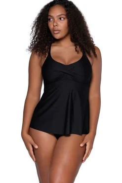 Plus Size|Tankinis<Sunsets Escape Black Tori Tankini