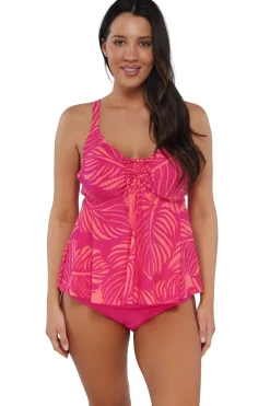 Plus Size|Underwire<Sunsets Escape Blushing Palms Sandbar Rib Marin Tankini Top