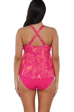 Plus Size|Underwire<Sunsets Escape Blushing Palms Sandbar Rib Marin Tankini Top