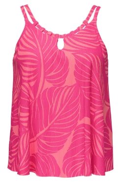 Plus Size|Wire-Free<Sunsets Escape Blushing Palms Sandbar Rib Sadie Tankini Top