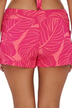 Plus Size<Sunsets Escape Blushing Palms Sandbar Rib Laguna Swim Short