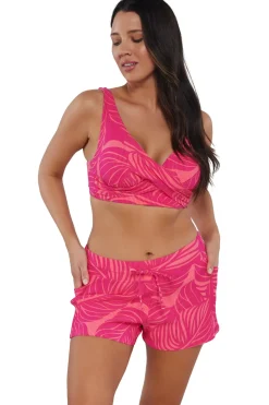 Plus Size<Sunsets Escape Blushing Palms Sandbar Rib Laguna Swim Short